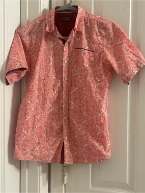 Short-Sleeve Button-Down Shirt in Coral Paisley - Kids